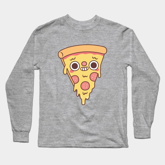 Funny Pizza With Smirk Smile Long Sleeve T-Shirt by rustydoodle